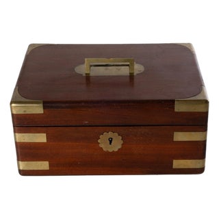 19th Century English Mahogany Brass Bound Box For Sale