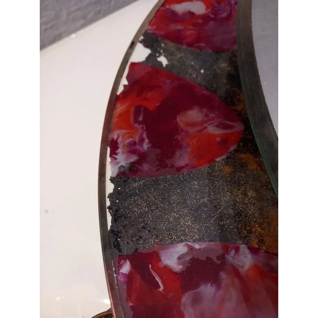 1950s Mirror Backlit 50s Design in Curved Glass Painted Santambrogio De Berti For Sale - Image 5 of 12