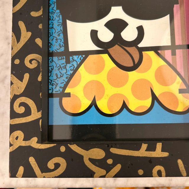 Wood Romero Britto Work of Art Signed and Dated For Sale - Image 7 of 12