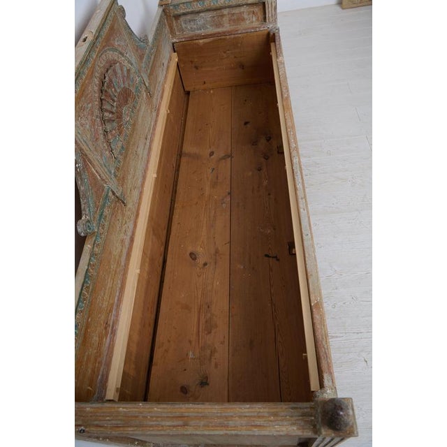 Antique Gustavian Sofa in Pine with Hand-Carved Sun-Design, 1820 For Sale - Image 10 of 12