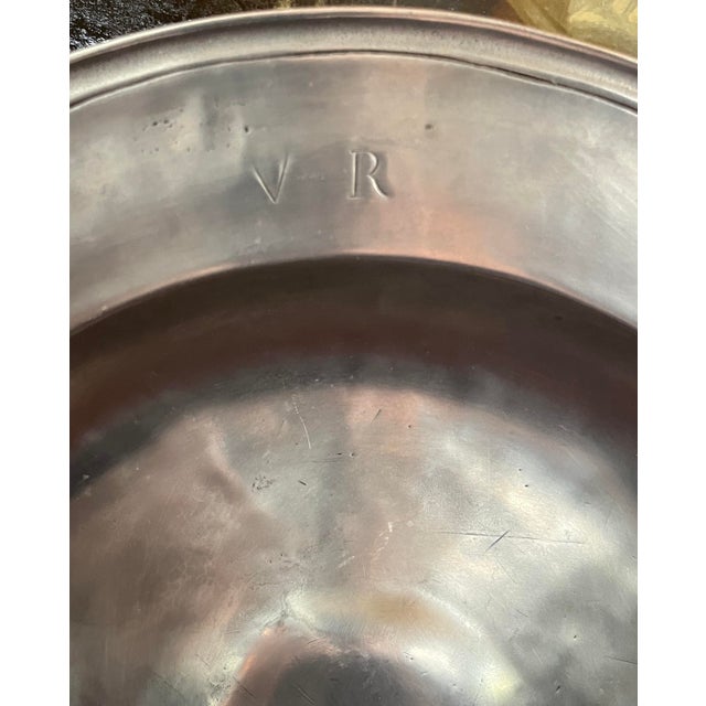 Traditional Pewter Platter Made in Italy, Initials v R Hallmarked by Artisans For Sale - Image 3 of 9