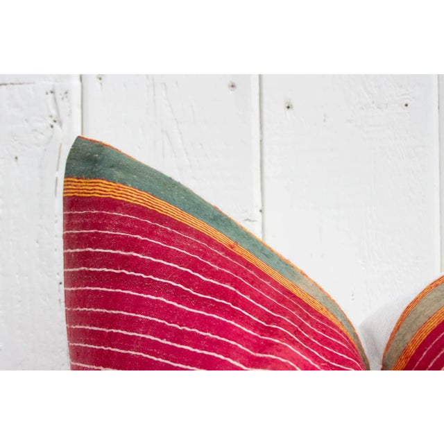 19th Century Hasvi Antique Mashru Tribal Large Square Pillow For Sale - Image 5 of 9