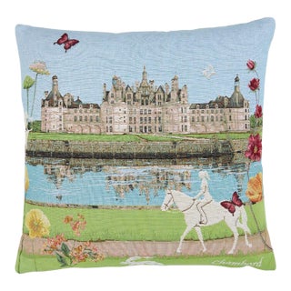Chateau Chambord Tapestry Cushion With Feather Filler - 46 X 46cm For Sale