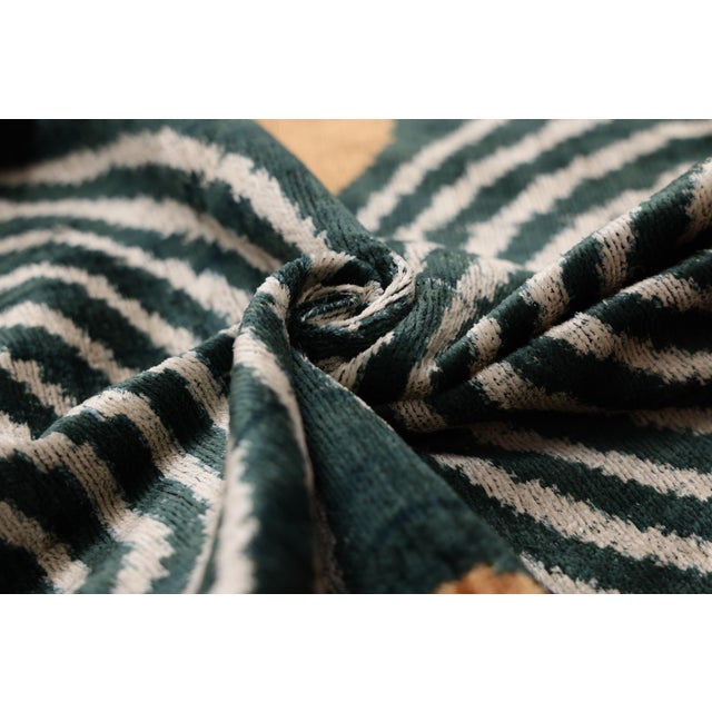 The Emerald Green & Geometric Arch Silk Velvet Pillow - 20" X 20" For Sale - Image 4 of 8