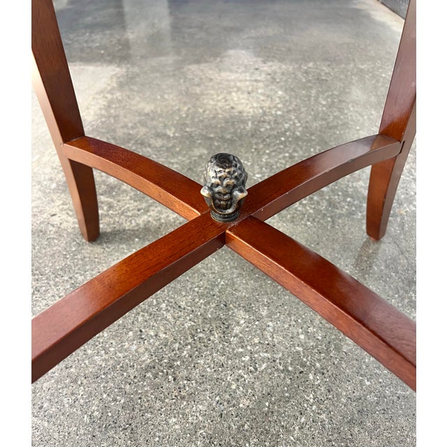 Bombay Company Mahogany Round Accent Table With Flip Out Drawers For Sale - Image 4 of 8