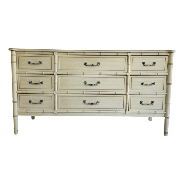 Vintage Henry Link Bali Hai Faux Bamboo Triple Dresser - 9 Drawer - Original Finish For Sale