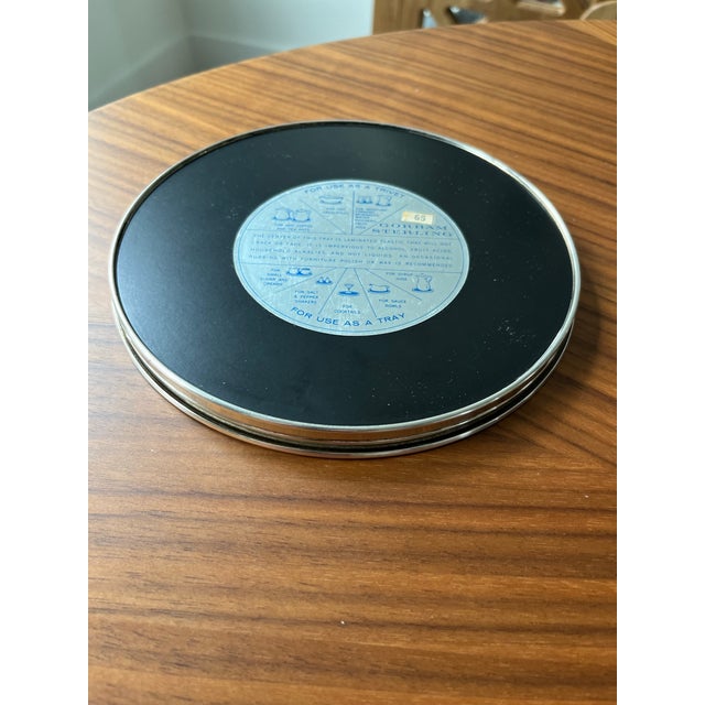 1950s 1950s Sterling Silver and Black Laminate Cocktail Trivet Tray by Gorham For Sale - Image 5 of 9