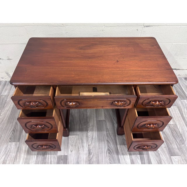 VTG Davis Cabinet Co Lillian Russell Style Black Walnut Executive Writing Desk For Sale - Image 11 of 13