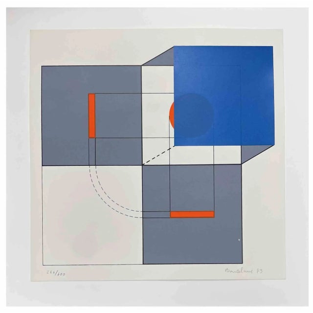 Abstract Composition is an artwork realized by Agostino Bonalumi, 1973. Silkscreen on paper. Edition of 600. cm 23x23....