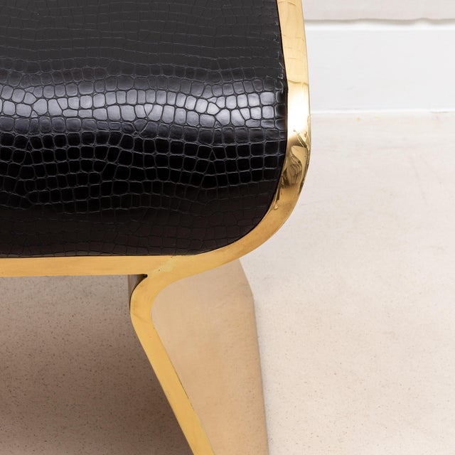 The Dandy Stool by Kifu Paris is an exceptional piece of craftsmanship, upholstered in luxurious matte crocodile embossed...
