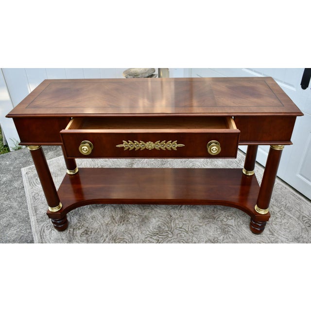 Vintage Statton Inlaid Mahogany French Empire Console Table W/Brass ...