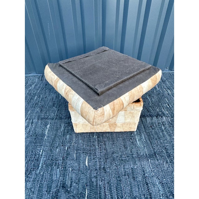 Beige Patchwork Leather Pouf from de Sede, 1970s For Sale - Image 8 of 12