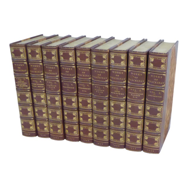 Antique Leather Works of Thackery - Set 9 For Sale