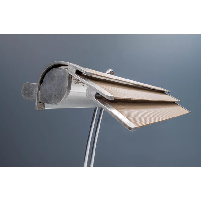 French Architectural Desk Lamp in Casted Iron Steel and Ribbed Aluminum, 1960s For Sale - Image 4 of 10