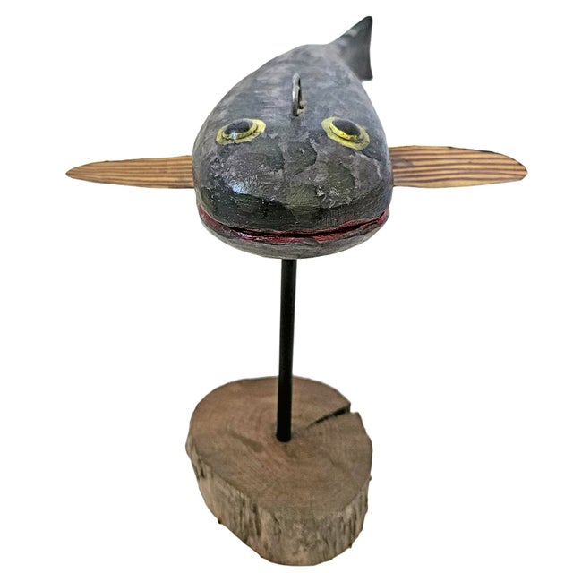 Contemporary Folk Art Fish Decoys by Ronald Derrow Set of 2 For Sale - Image 11 of 18