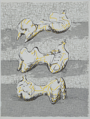 Henry Moore, Trois personnages allongés, Lithograph