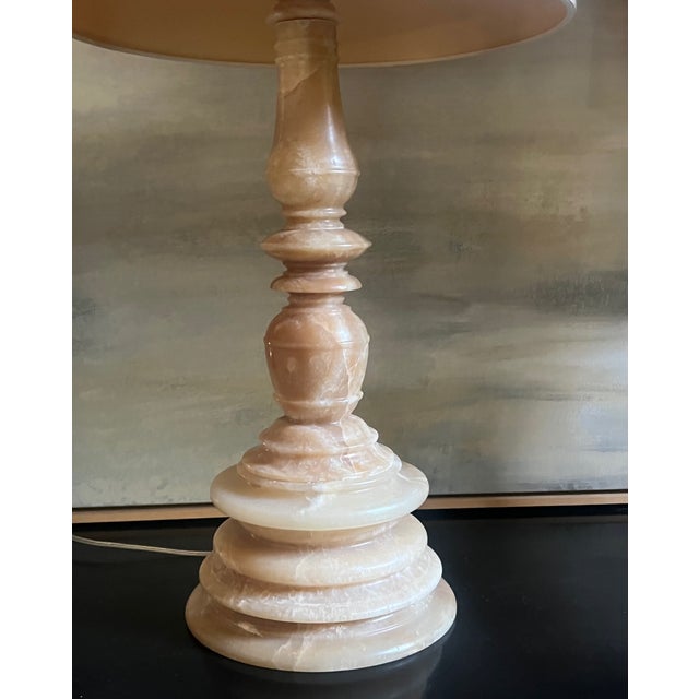Alabaster Lamp & Shade by Ironies For Sale - Image 10 of 13
