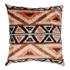 Contemporary Velvet Pink Ivory Throw Pillow With Down Insert