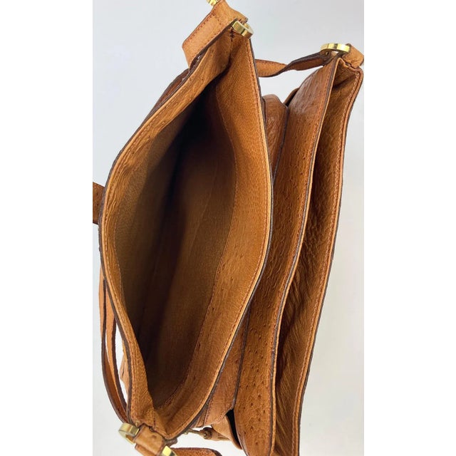 Vintage Mark Cross Tan Ostrich Handbag c1960s For Sale - Image 9 of 12