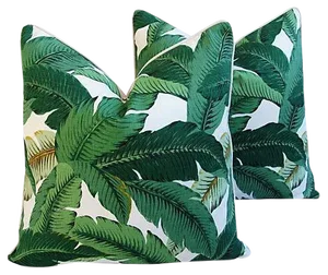 Custom Indoor/Outdoor Tropical Banana Leaf Feather/Down Pillows 24" Square - Pair