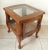 Mid-Century Modern Vintage Queen Anne Solid Oak Wood & Beveled Glass Display Side/End Accent Table For Sale - Image 3 of 12