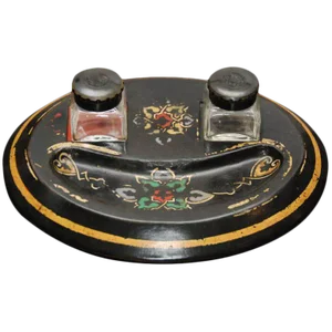 Mid 19th Century Paper Mache Inkstand