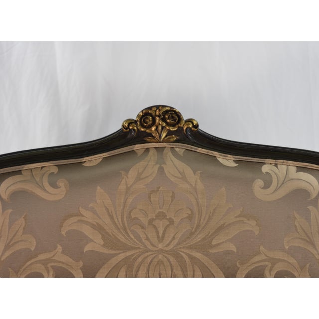 The House of Scalamandre New Scalamandre Silk Damask on Restored Circa 1920 Antique Louis XV-style Canape, French Provincial Loveseat, Small Apartment Sofa or Settee For Sale - Image 4 of 12