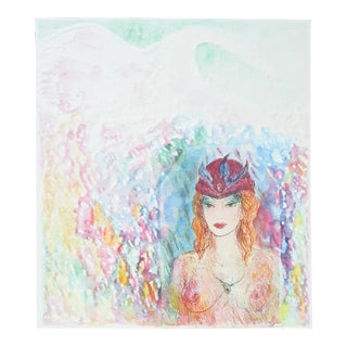 1992 Impressionist Portrait Woman Semi Nude Colored Etching For Sale