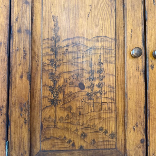1990s Wood Jelly Cupboard Cabinet Pyrography Style For Sale In Miami - Image 6 of 11