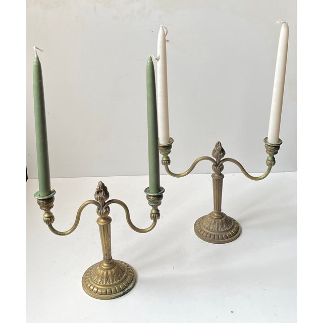 Vintage French Louis XIV Style Candelabras in Bronze, 1920s, Set of 2 For Sale - Image 3 of 9