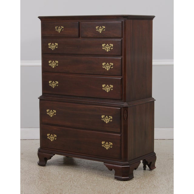Ethan Allen Ethan Allen Cherry 7 Drawer Tall Dresser Chest on Chest For Sale - Image 4 of 14