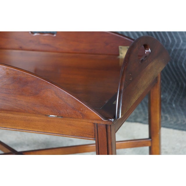 Vintage Statton Old Towne Cherry English Chippendale Style Butlers Coffee Table For Sale - Image 16 of 18