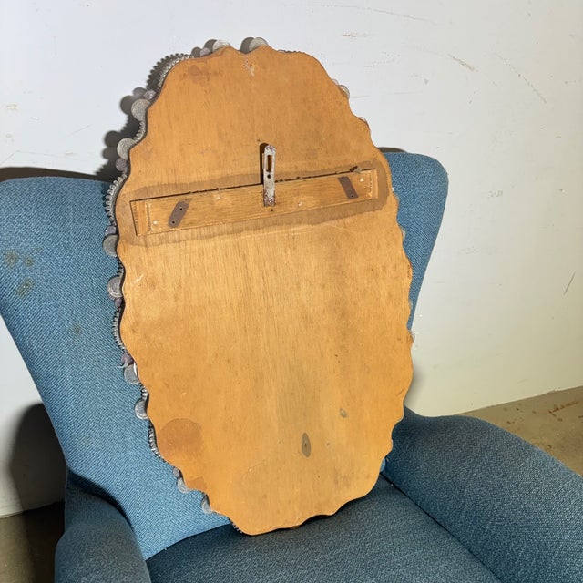 Mid-Century Modern Oval Murano Glass Mirror with Pink Flowers, 1950s For Sale - Image 8 of 11