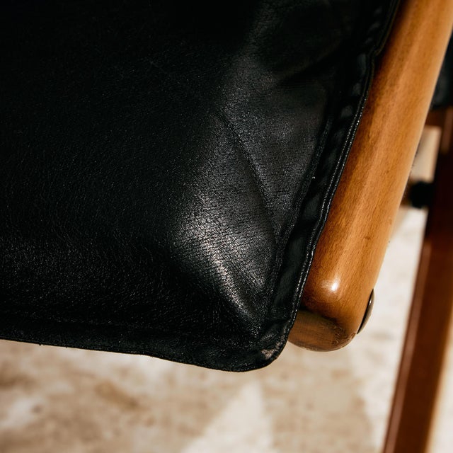 Wood Lounge Chair in Beech with Leather Upholstery For Sale - Image 7 of 18