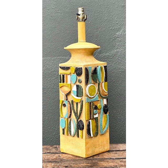 Mid-Century Modern Vintage Mid-Century Modern Abstract Ceramic Table Lamp For Sale - Image 3 of 12