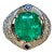 9 Ct Cushion Colombian Emerald & Diamond 2.5 Ct Ring Platinum Ring, Estate For Sale