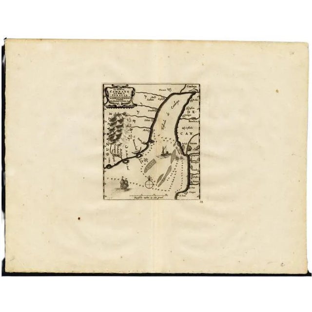 Antique Map of the Gulf of Cambay, Gujarat, India, 1725 For Sale