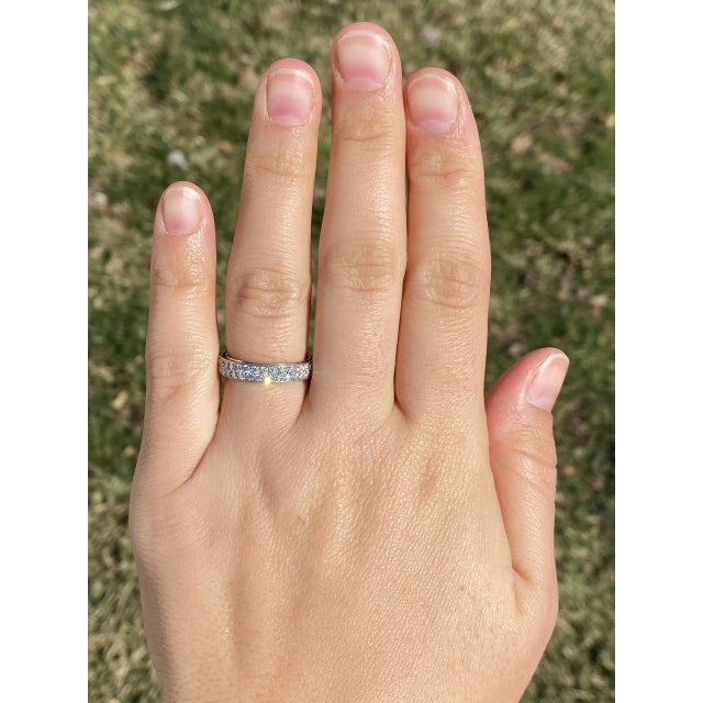 The Daphne: Designer Signed Pave Two Row Natural Diamond Band in Platinum For Sale - Image 4 of 7