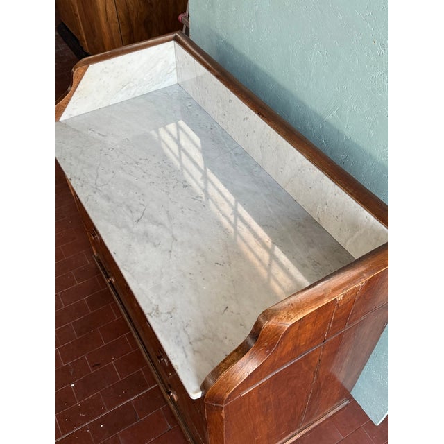 Vintage Chest of Drawers in Walnut with Marble Top, 1930s For Sale - Image 13 of 14
