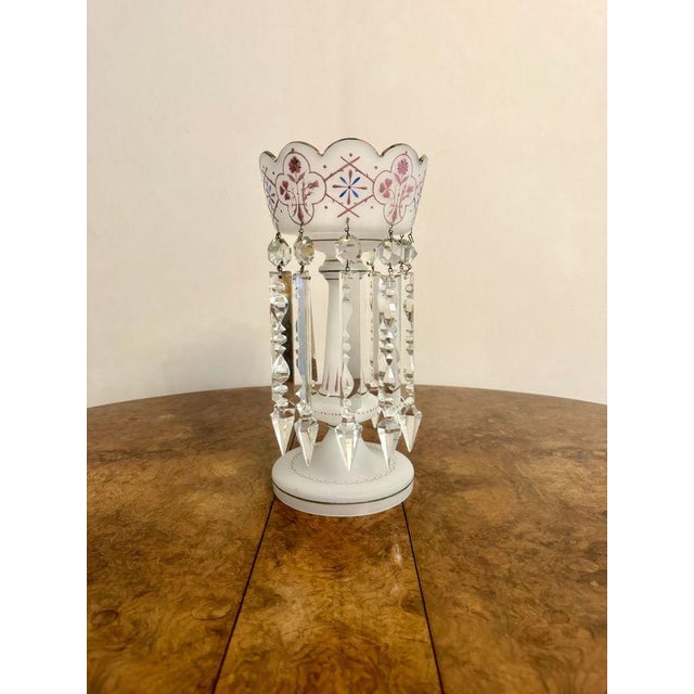 Antique Victorian Glass Lustre and Glass Dome, 1880, Set of 2 For Sale - Image 6 of 10