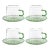 Bergamo Glass Tea & Coffee Cups and Saucers - Green, Set of 4 For Sale