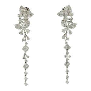 Diamond Dangle Gold Butterfly Floral Earrings - A Pair