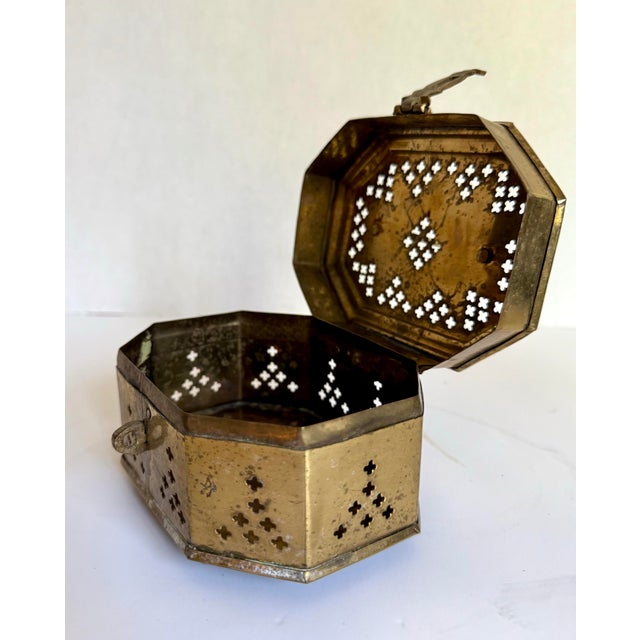 Early 20th Century Indian Pierced Brass Cricket Box For Sale - Image 4 of 11