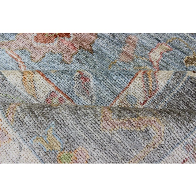 Keivan Woven Arts Angora Oushak Rug, Hand-Knotted Wool in Lt Blue, 9'3"x12'5" For Sale - Image 10 of 11