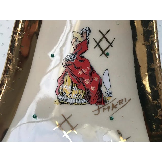 Metal Gold-Plated Ceramic Container from Grand Lux, Belgium, 1950s For Sale - Image 7 of 12