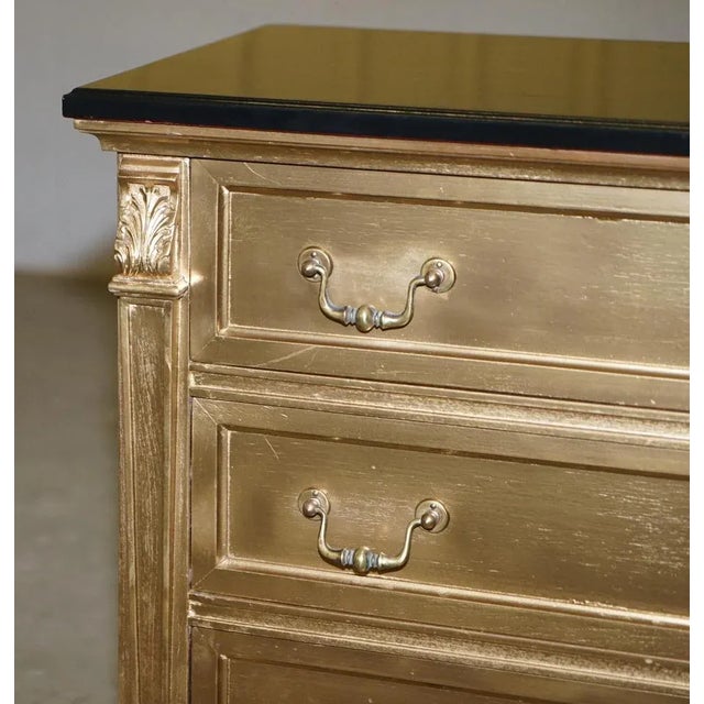 Gold Over Silver Leaf Painted Bedside Chests of Drawers, Set of 2 For Sale - Image 6 of 18
