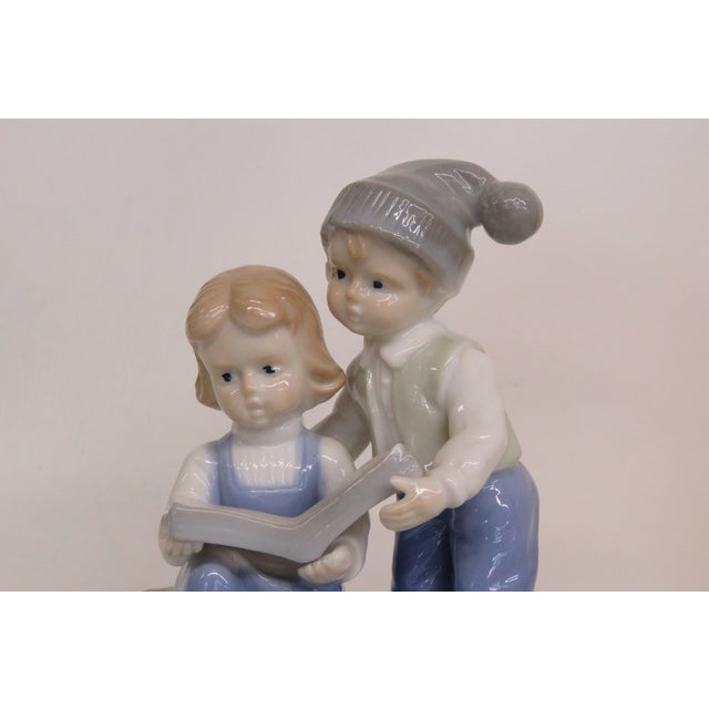 Lego Japan Porcelain Figurine Girl and Boy Reading Open Book Glossy Finish 5087b For Sale - Image 16 of 16