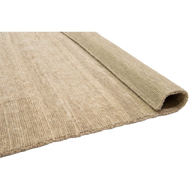 Modern Organic Moroccan Style Wool Rug in Light Brown For Sale - Image 4 of 10