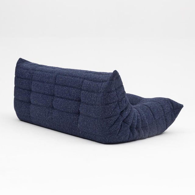 Togo Three-Seater Sofa in Dark Blue Boucle by Michel Ducaroy for Ligne Roset For Sale - Image 12 of 18