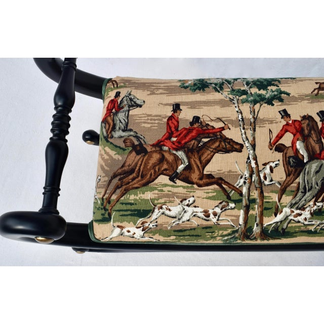 Baker Furniture Company Late 20th Century English Regency Curule Form Bench Fox Hunting Theme For Sale - Image 4 of 13